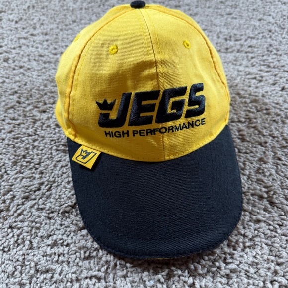 JEGS Other - JEGS High Performance Mens Baseball Cap Yellow Black Racing Hat SnapBack logo